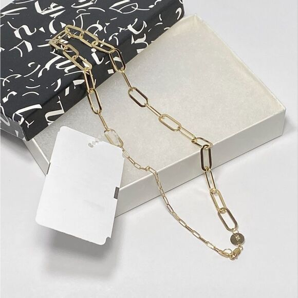 Jennifer Zeuner Jewelry 18K Yellow Gold Sterling Silver Chain-Link Necklace - Picture 5 of 6